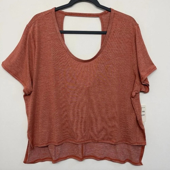 🍁 NWT Zella Rust Marsala Open Back Blouse Size XL - Picture 2 of 8